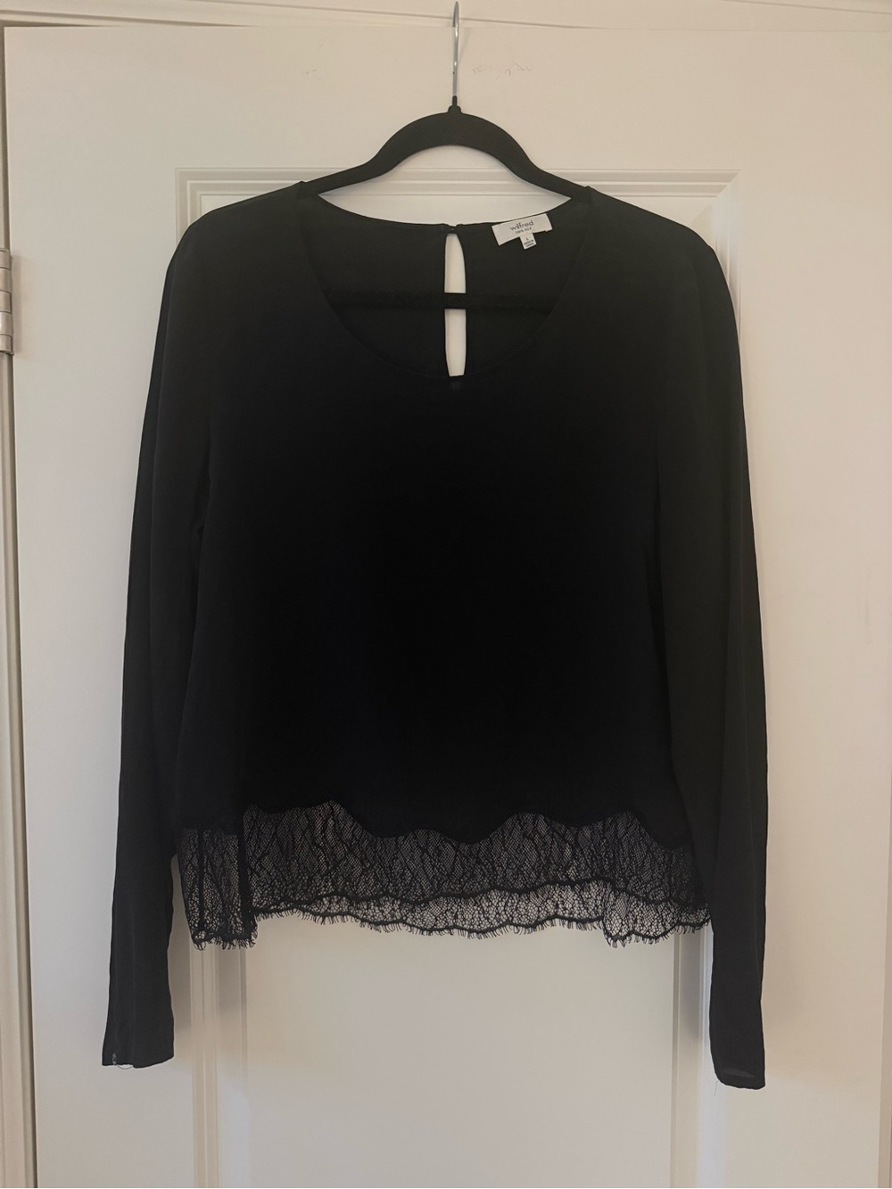 Wilfred Black Long-Sleeve Top with Lace Hem